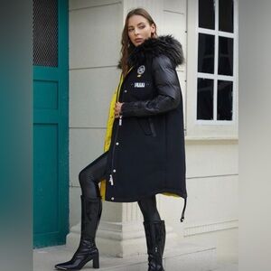 Women's Black Fur-Trimmed Coat